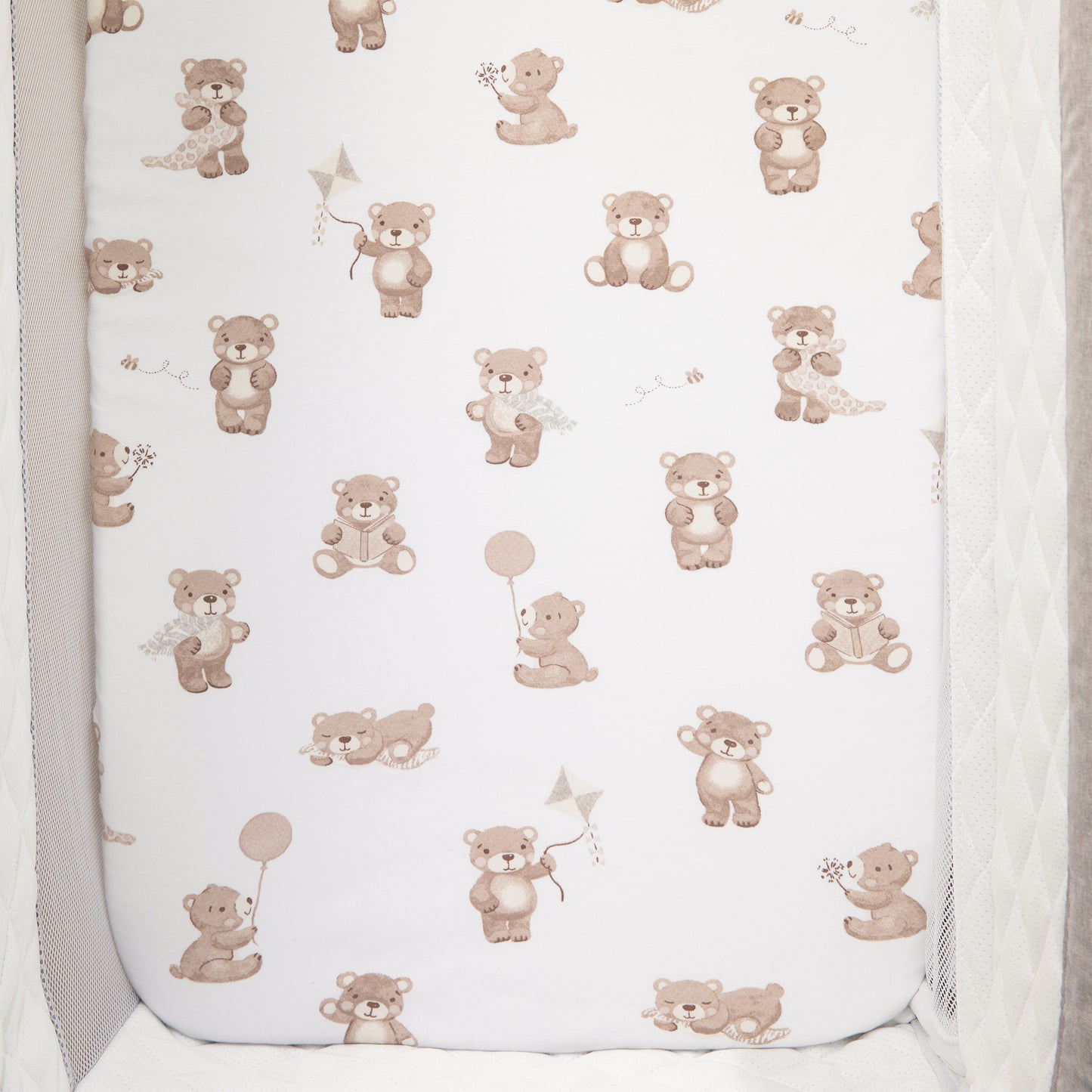 2 Pack Organic Jersey Bedside Sleeper Fitted Sheets- Cuddly Bear