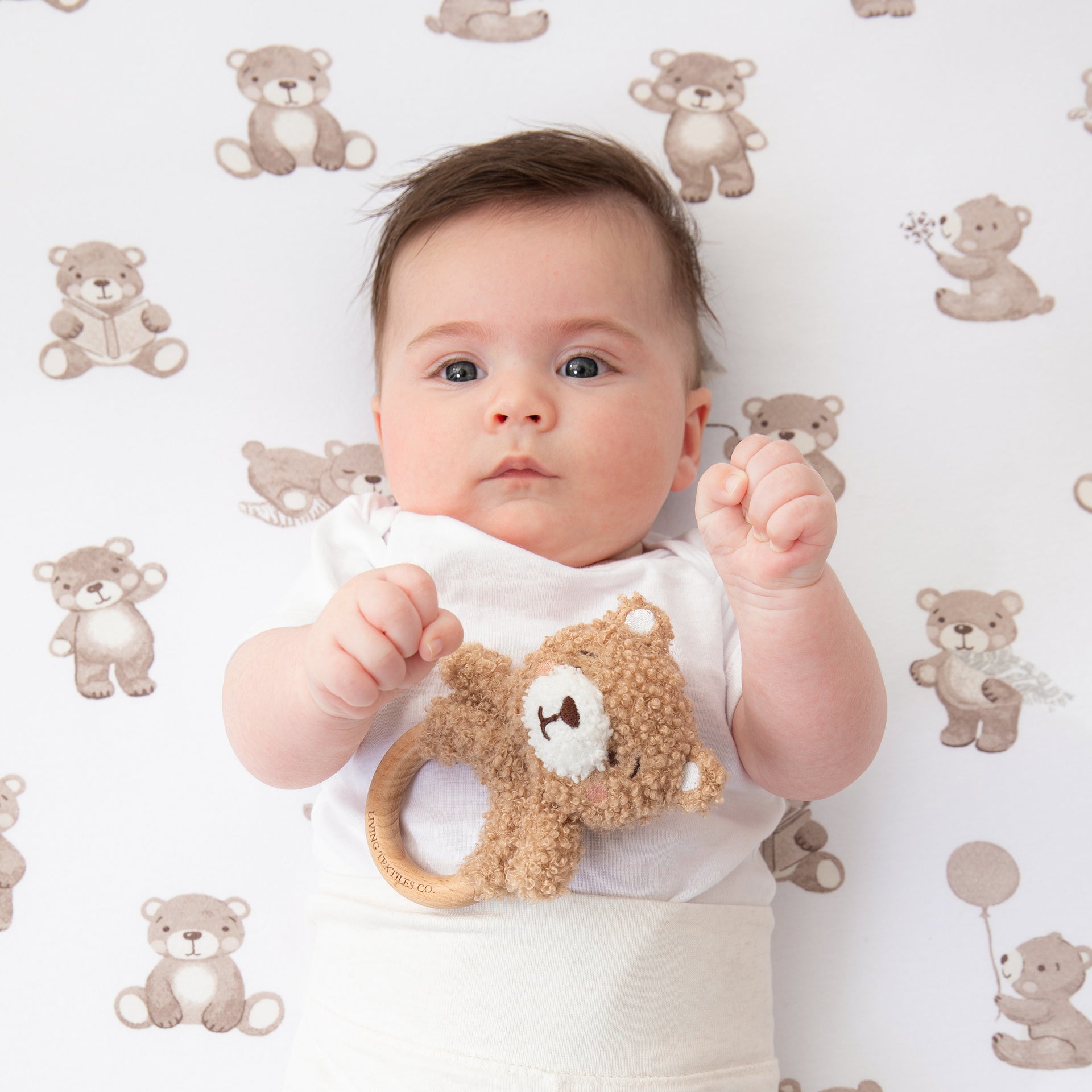 2 Pack Organic Jersey Bedside Sleeper Fitted Sheets- Cuddly Bear