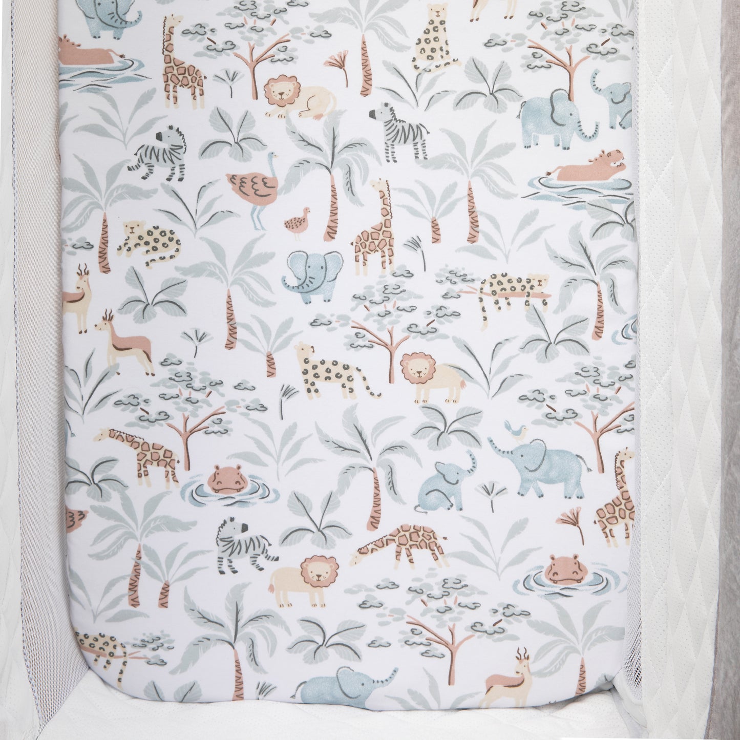 2 Pack Organic Jersey Bedside Sleeper Fitted Sheets- Wild Safari
