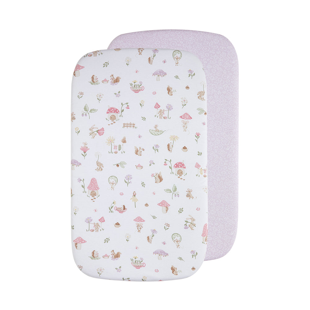 Organic Bedside Sleeper Fitted Sheet 2 Pack - Whimsical Wonderland