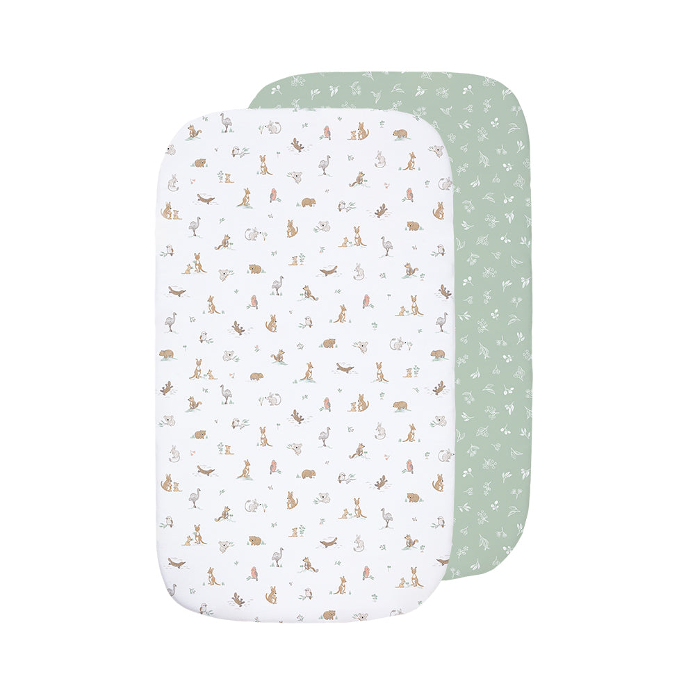 2 Pack Organic Bedside Sleeper Fitted Sheet - Australiana