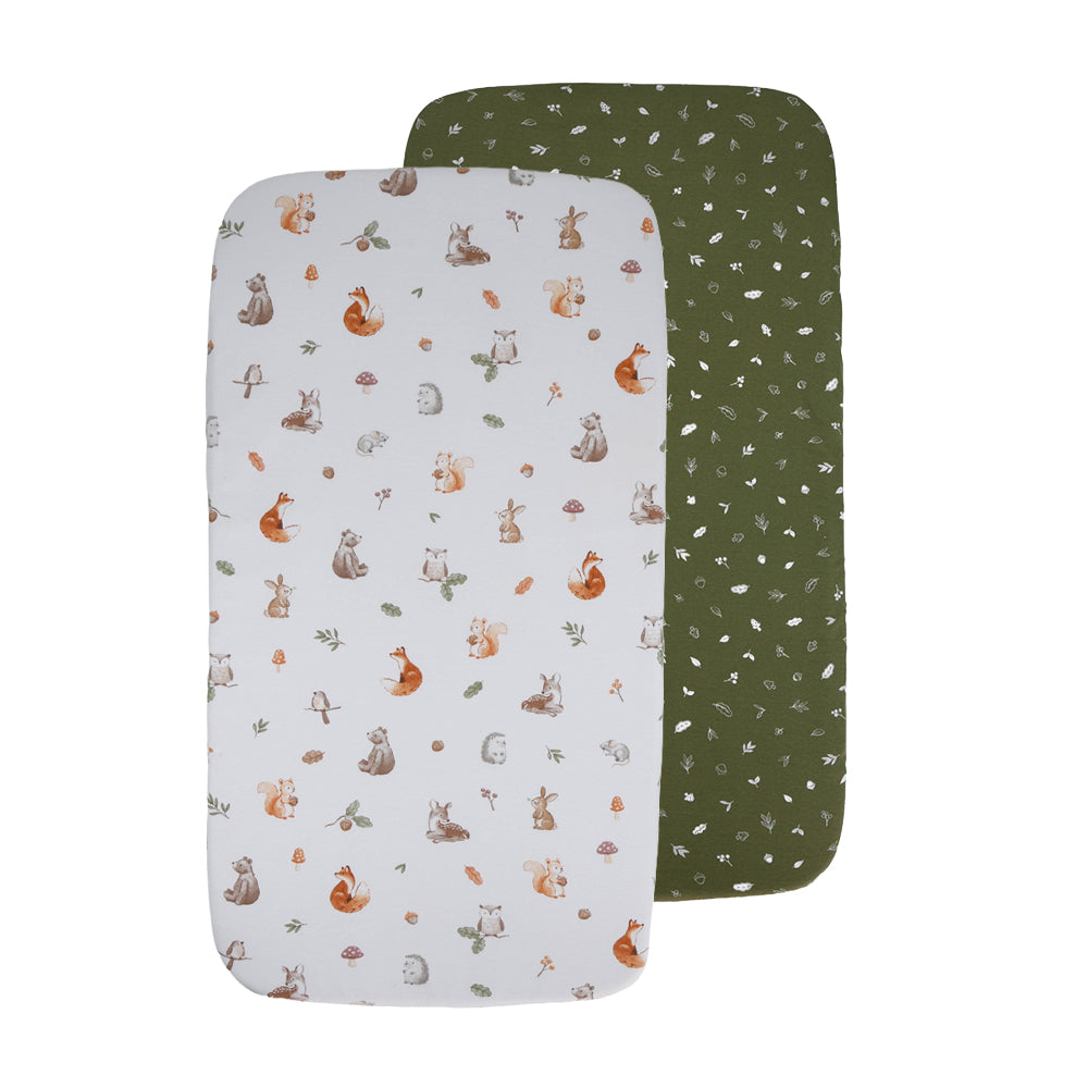2 Pack Organic Bedside Sleeper Fitted Sheet - Fox & Friends