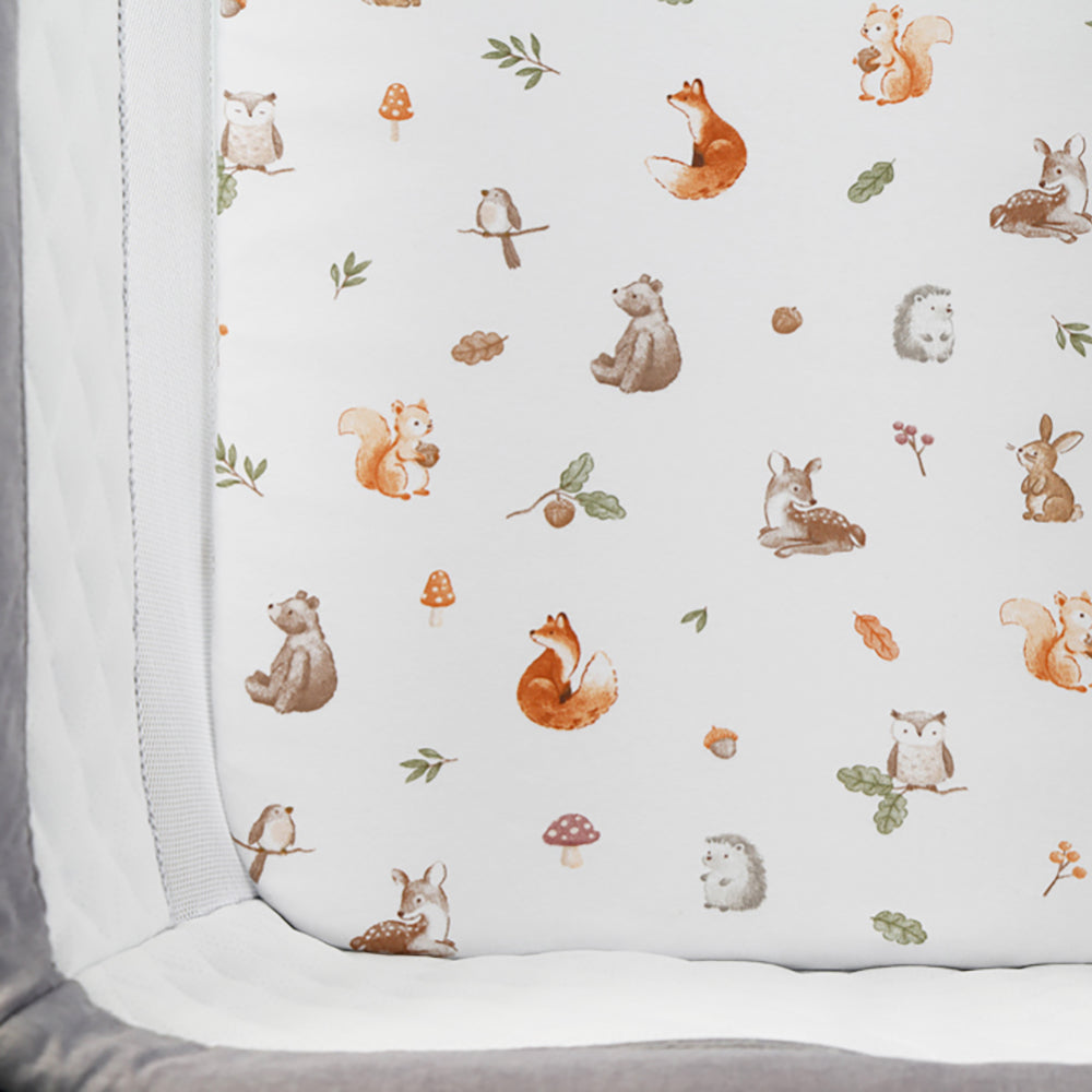 2 Pack Organic Bedside Sleeper Fitted Sheet - Fox & Friends