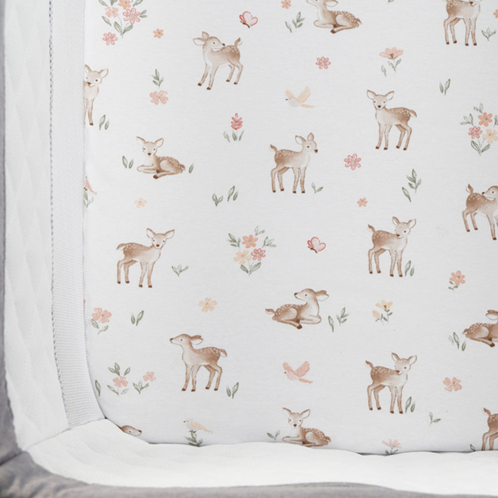 2 Pack Organic Bedside Sleeper Fitted Sheet - Fawn Fables