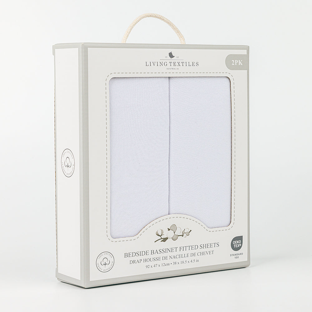 2-pack Jersey Bedside Bassinet Fitted Sheets - White