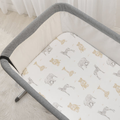 2-pack Jersey Bedside Bassinet Fitted Sheets - Savanna Babies/Pitter Patter