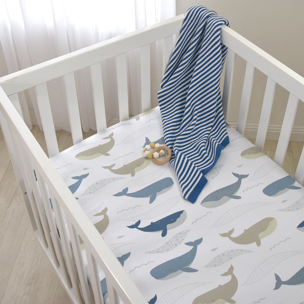 Cot Fitted Sheet - Whales