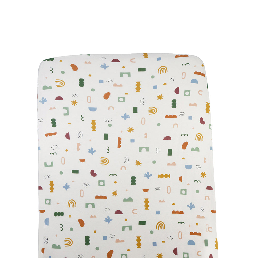 1 Pack Organic Jersey Cot Fitted Sheet - Geo Mod