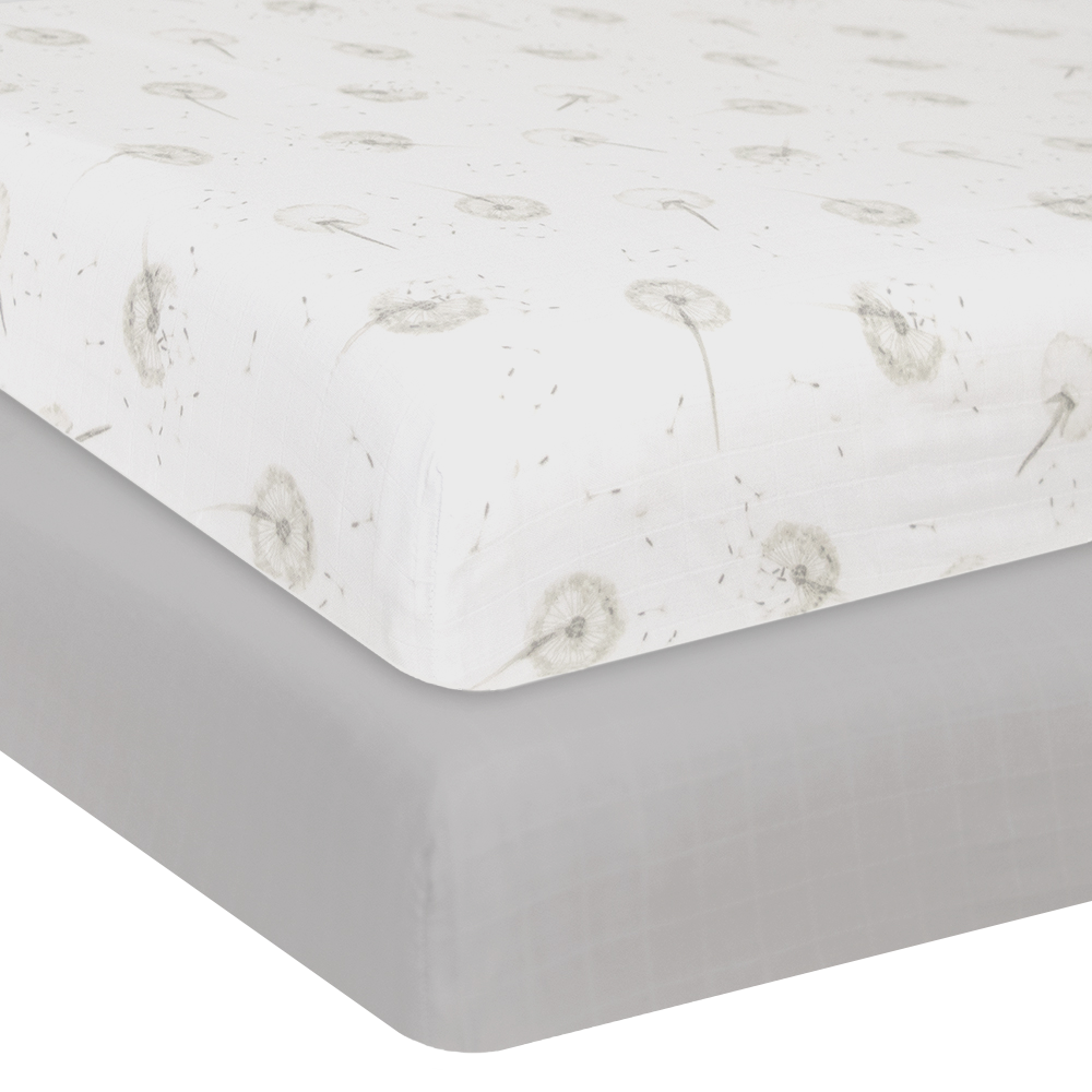 Organic Muslin 2pk Cot Fitted Sheet - Dandelion