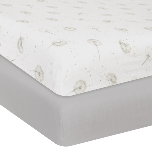 Organic Muslin 2pk Cot Fitted Sheet - Dandelion