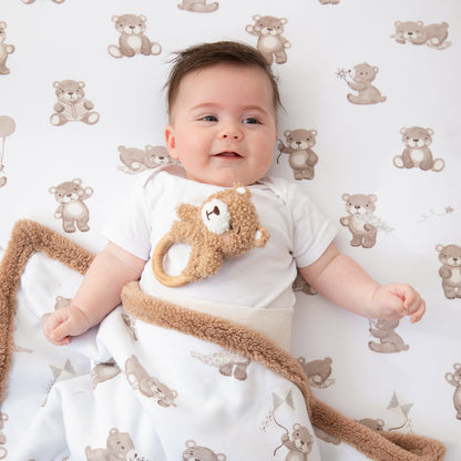 2 Pack Organic Jersey Cot Fitted Sheets - Cuddly Bear
