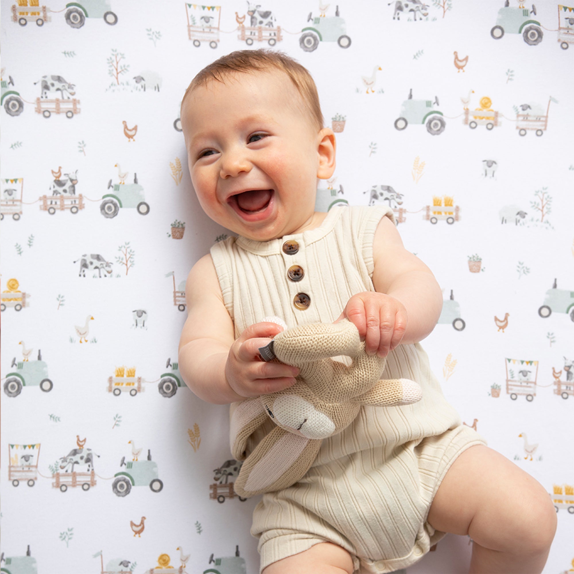 Pack Organic Cot Fitted Sheet Tractor Ride