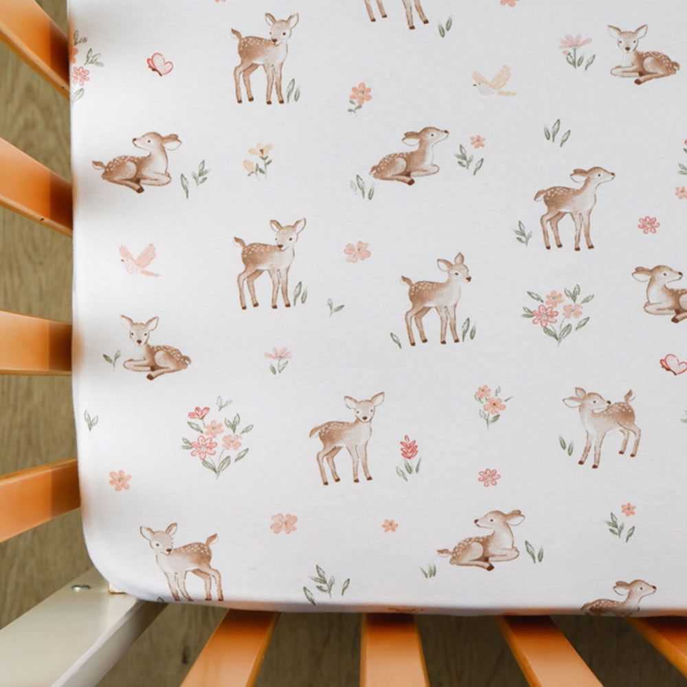 2 Pack Organic Cot Fitted Sheet - Fawn Fables