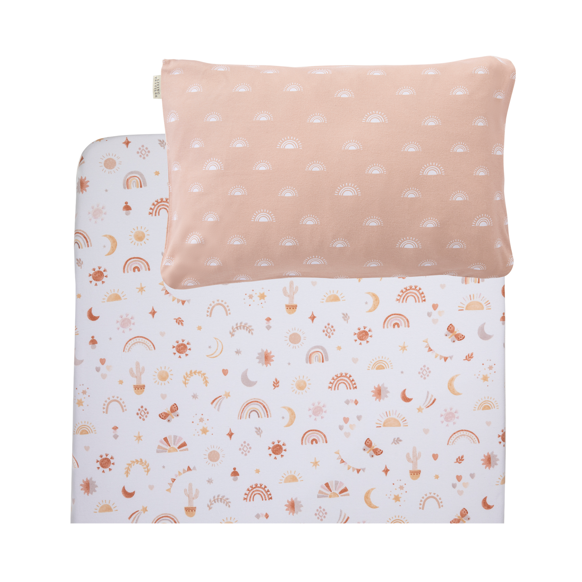 1 Pack Organic Jersey Port-a-Cot Sheet & Pillow Case Set - Bohemian Bliss