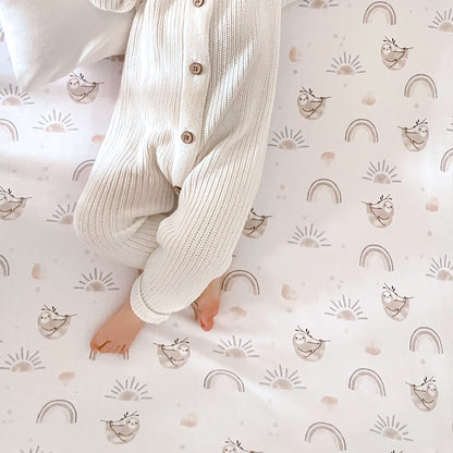 2pk Oval Cot Fitted Sheets - Happy Sloth