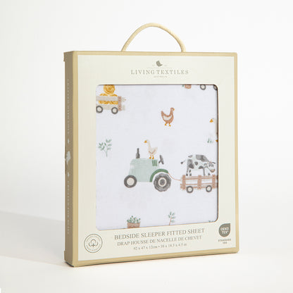 1 Pack Organic Jersey Bedside Sleeper Fitted Sheet- Tractor Ride