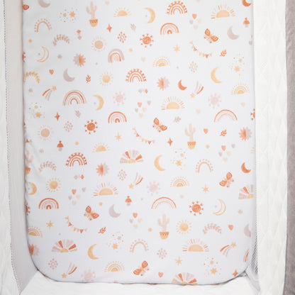 1 Pack Organic Jersey Bedside Sleeper Fitted Sheet - Bohemian Bliss
