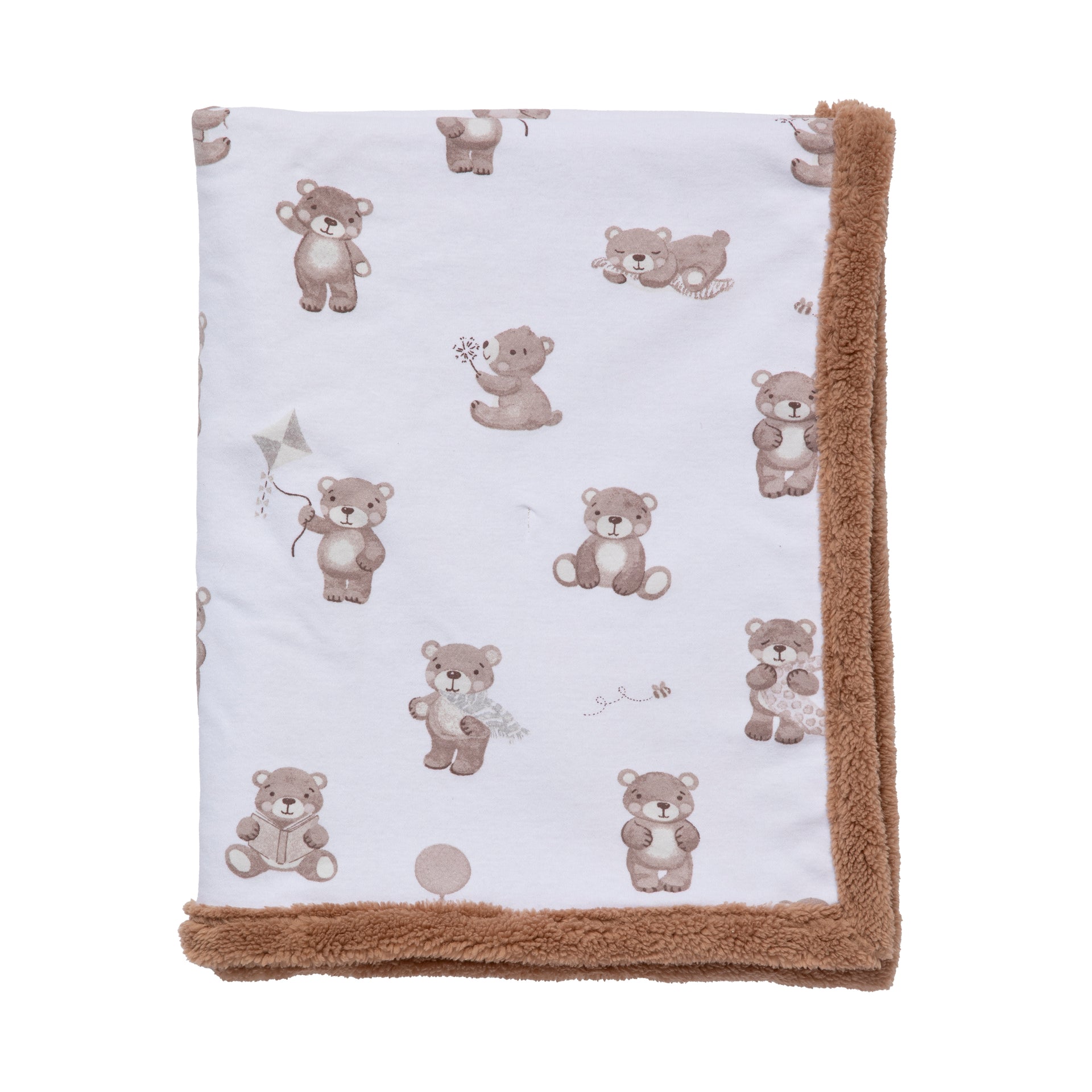 Organic Jersey Sherpa Blanket - Cuddly Bear