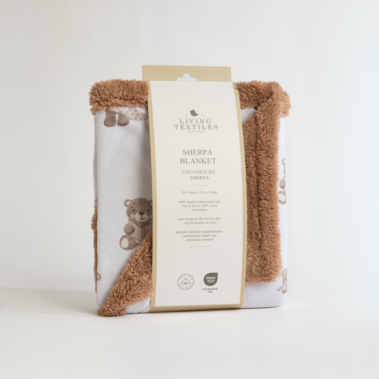 Organic Jersey Sherpa Blanket - Cuddly Bear