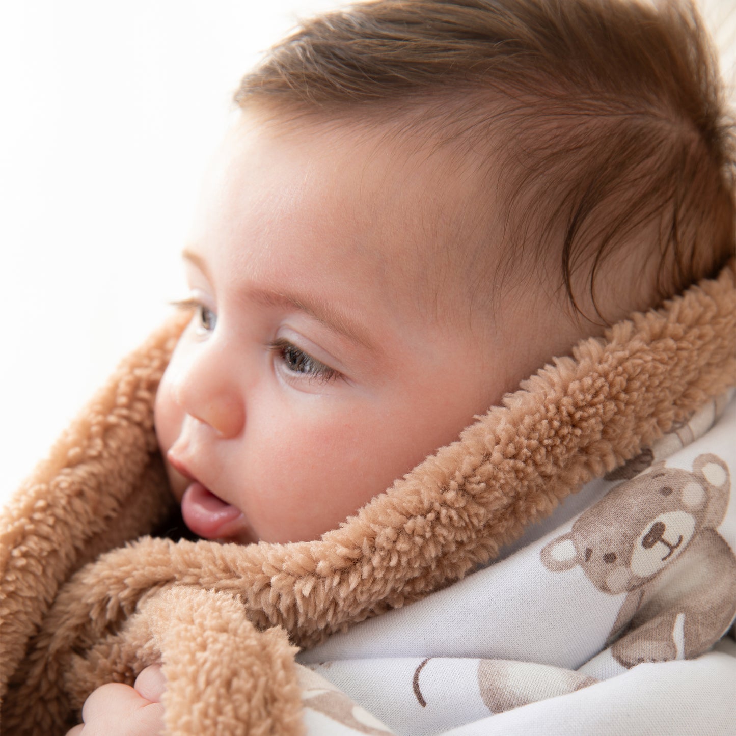 Organic Jersey Sherpa Blanket - Cuddly Bear
