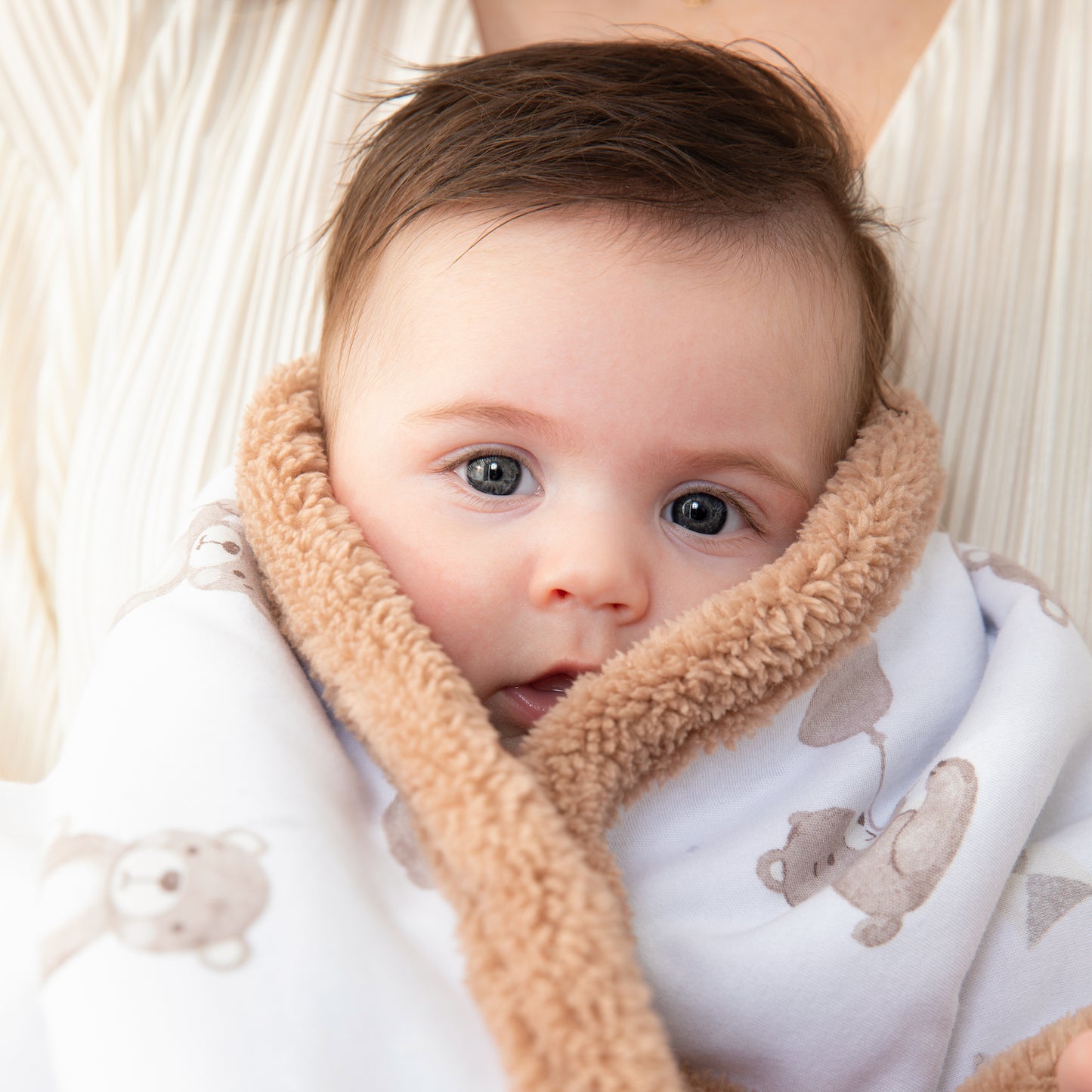 Organic Jersey Sherpa Blanket - Cuddly Bear