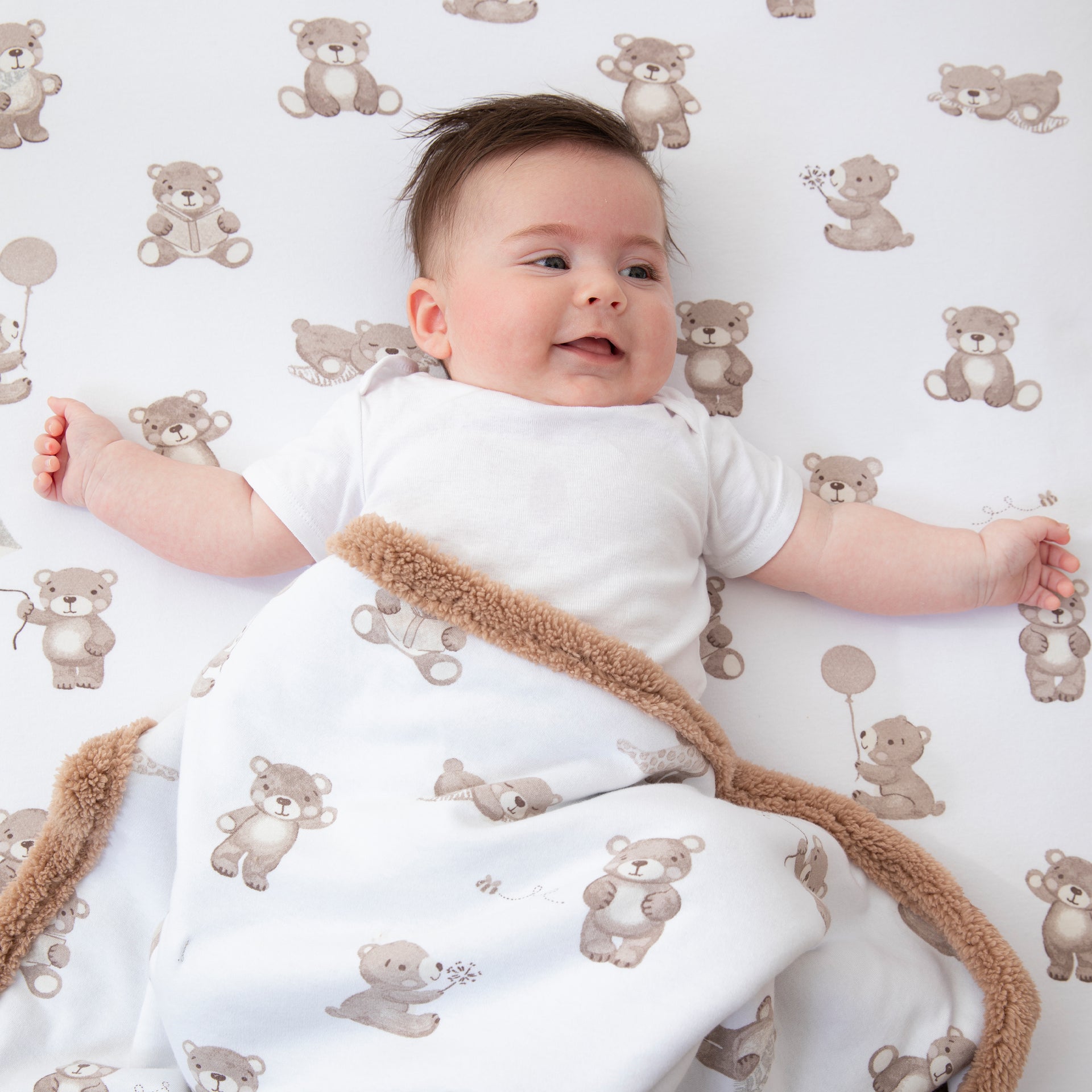 Organic Jersey Sherpa Blanket - Cuddly Bear