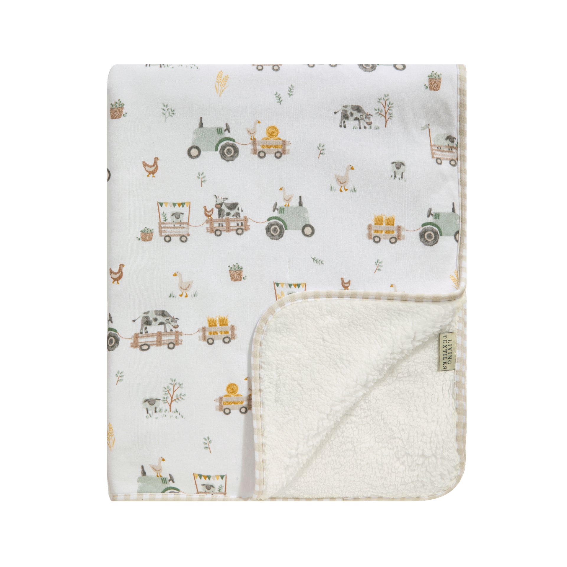 Organic Jersey Sherpa Blanket - Tractor Ride