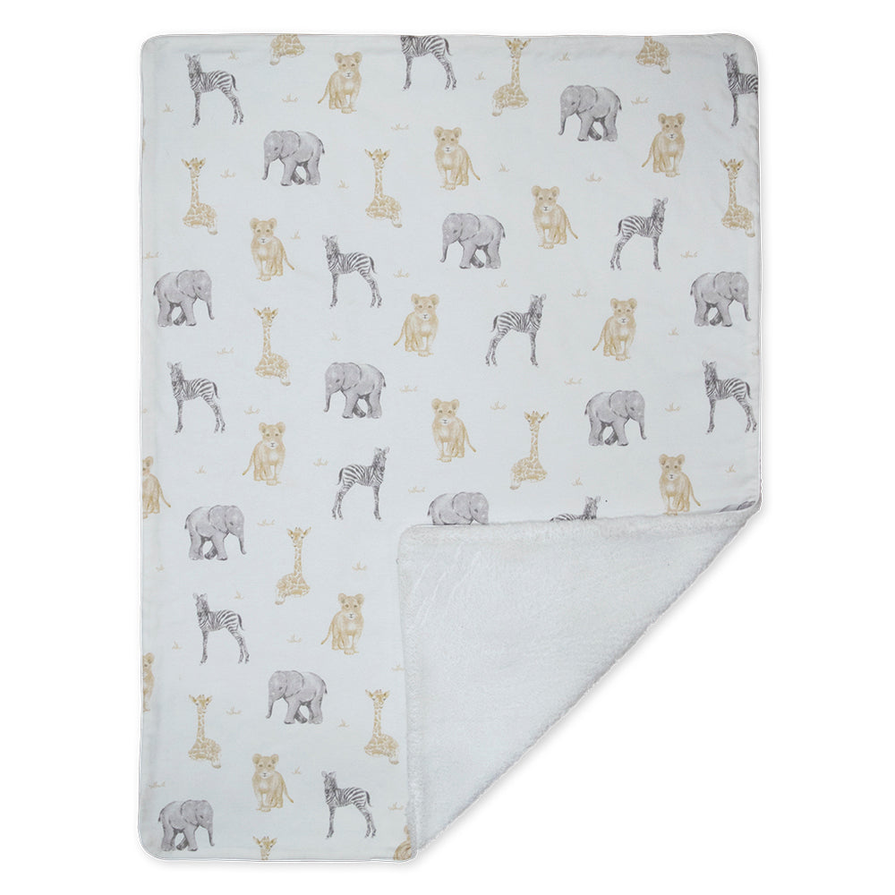 Jersey/Sherpa Pram Blanket - Savanna Babies