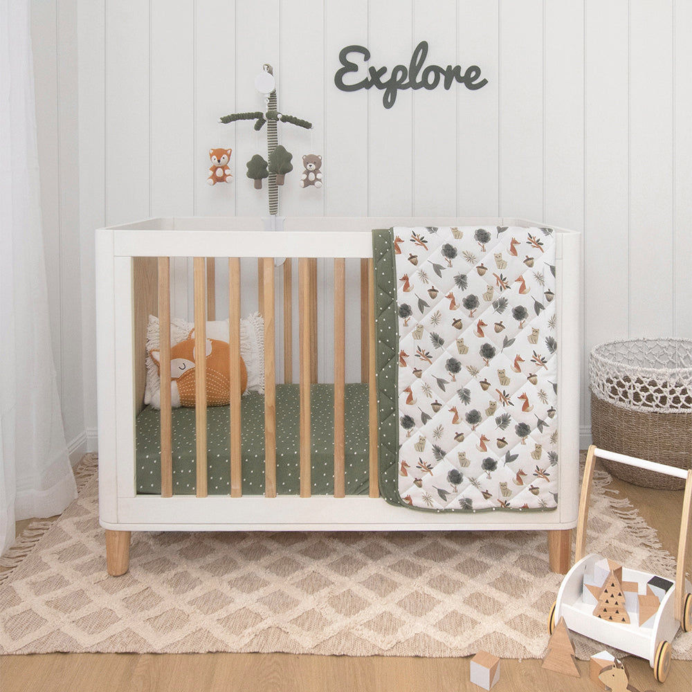 Reversible Quilted Cot Comforter - Forest Retreat