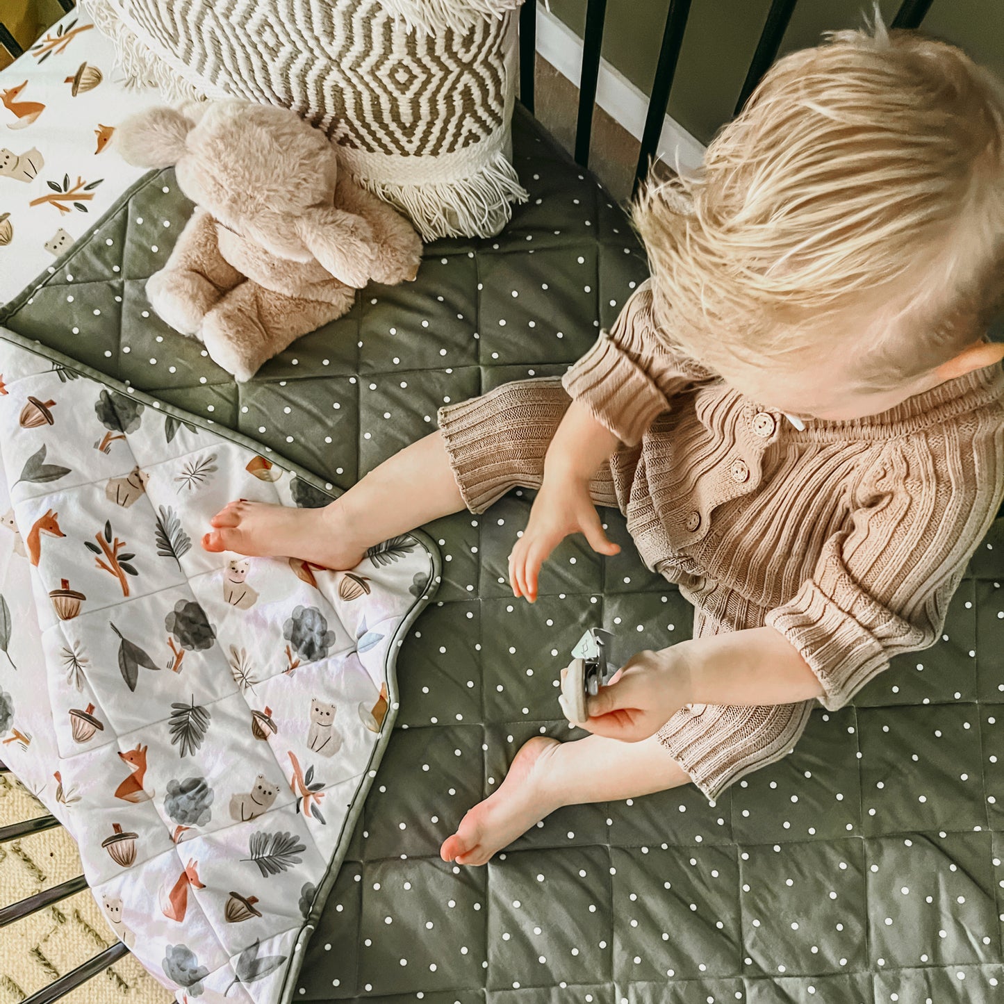Reversible Quilted Cot Comforter - Forest Retreat