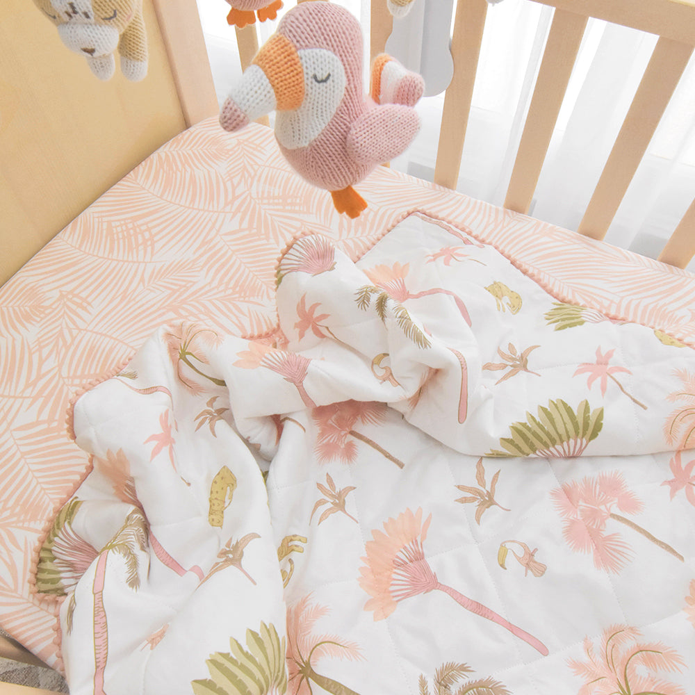 Quilted Reversible Cot Comforter - Tropical Mia