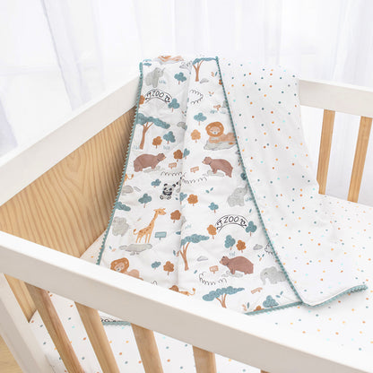 Quilted Reversible Cot Comforter - Day at the Zoo