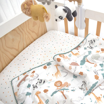 Quilted Reversible Cot Comforter - Day at the Zoo