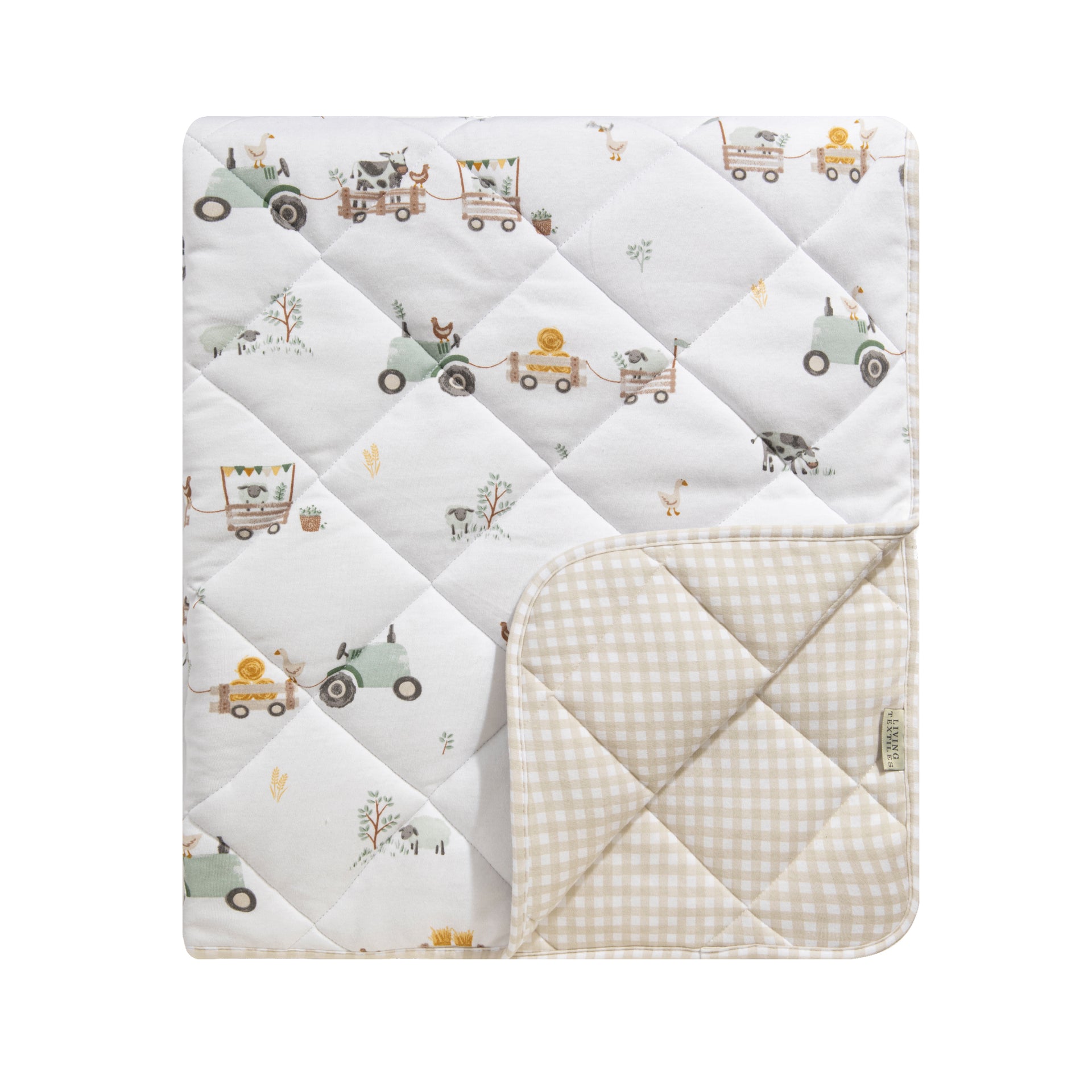 Organic Jersey Quilted Cot Comforter - Tractor Ride