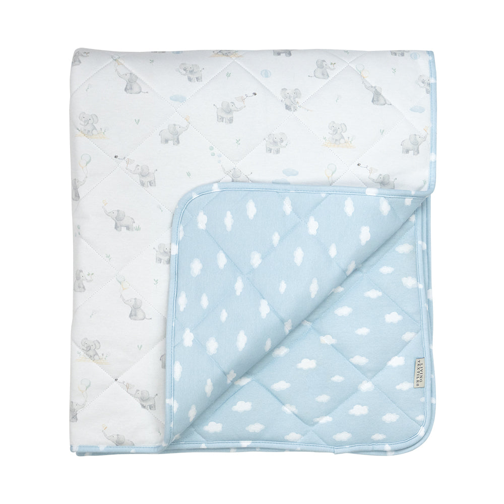 Reversible Quilted Cot Comforter - Elephant Playtime