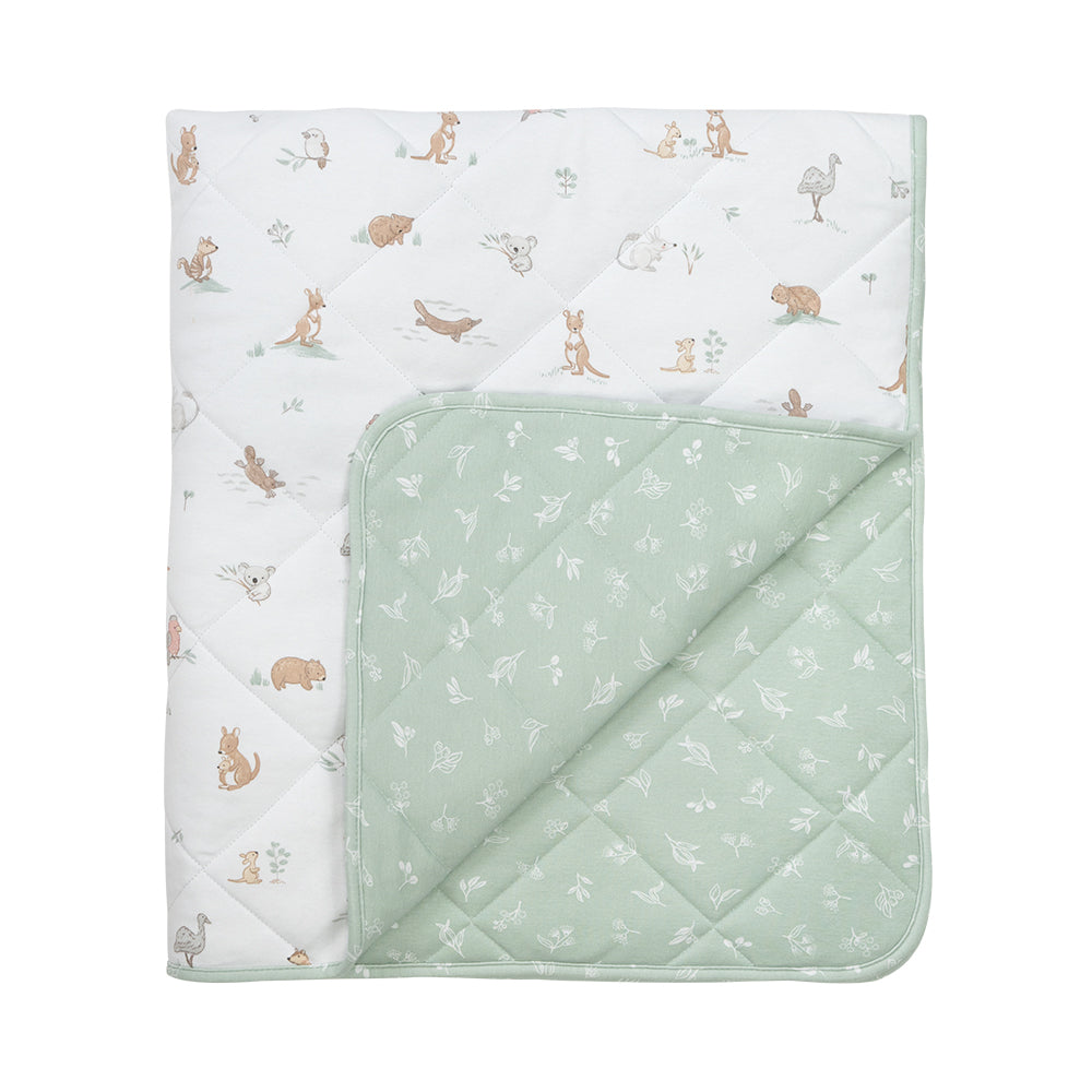 Reversible Quilted Cot Comforter - Australiana