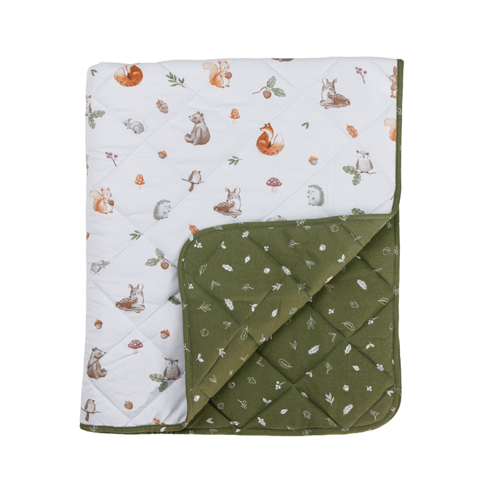 Reversible Quilted Cot Comforter - Fox & Friends