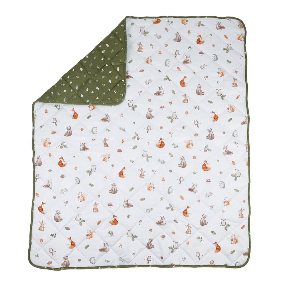 Reversible Quilted Cot Comforter - Fox & Friends