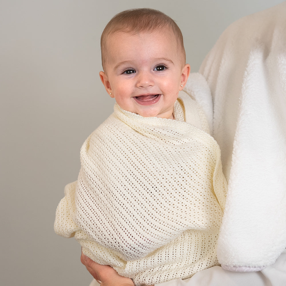 Bassinet Cotton Cellular Blanket - Natural White