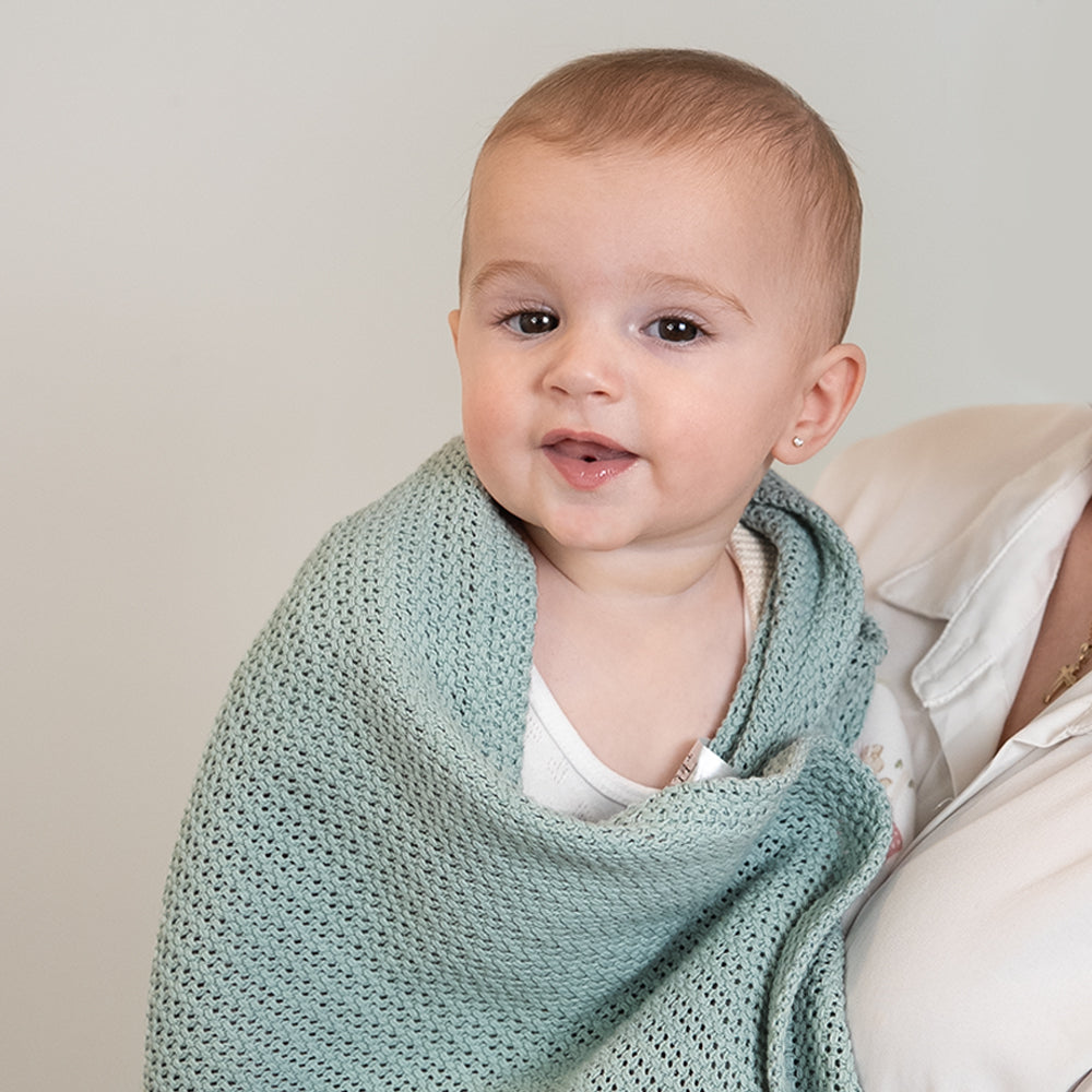 Bassinet Cotton Cellular Blanket - Sage