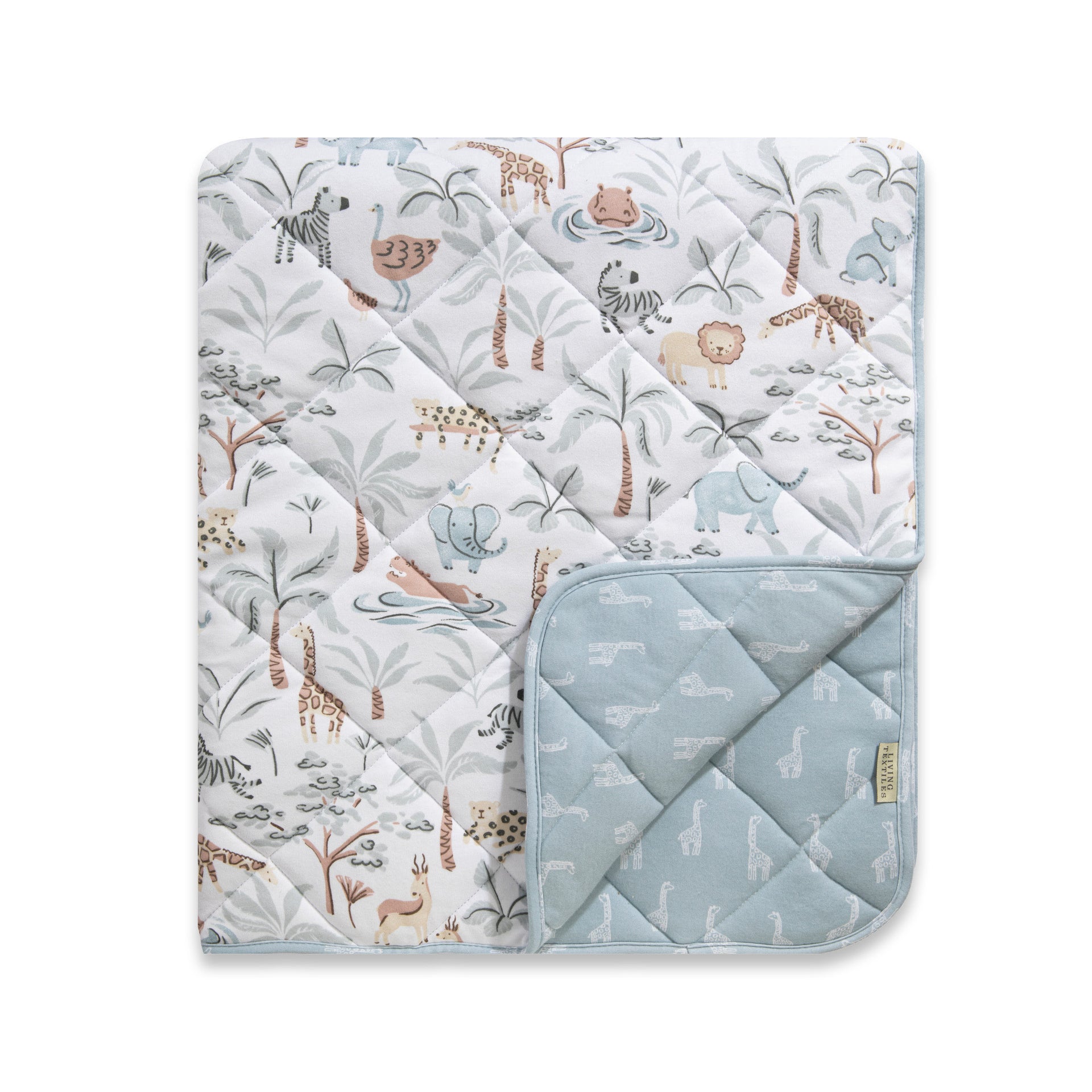 Reversible Organic Jersey Quilted Cot Comforter - Wild Safari