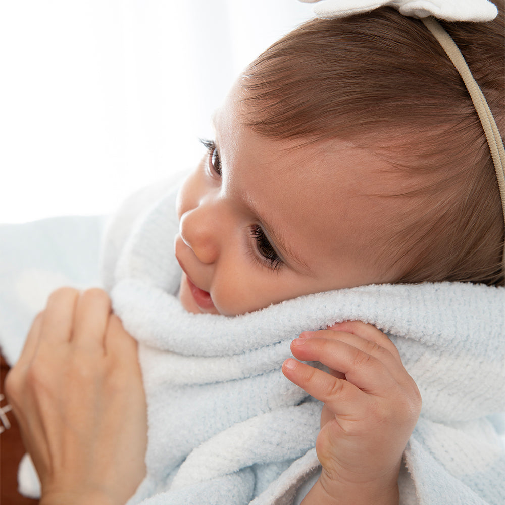 Chenille Blanket - Blue Clouds