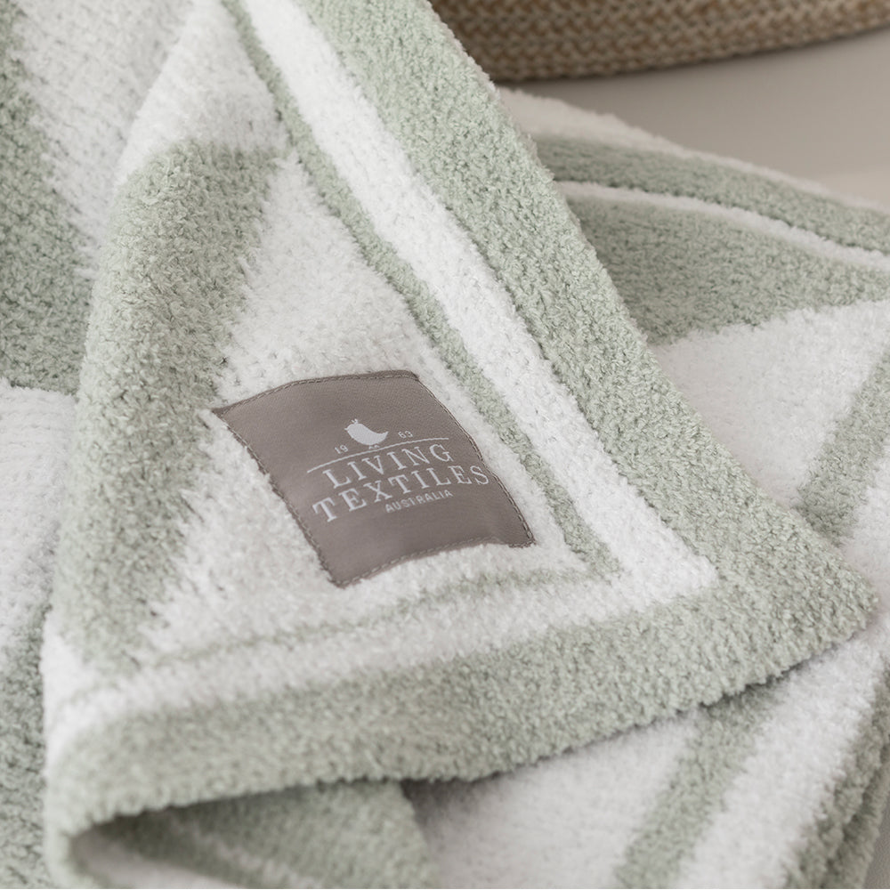Chenille Blanket - Sage Triangles